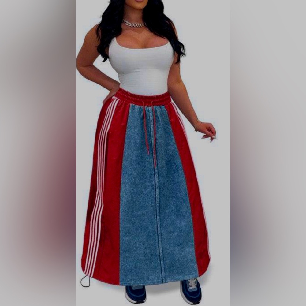 NWOT WOMEN FASHION DENIM LONG MAXI SKIRT